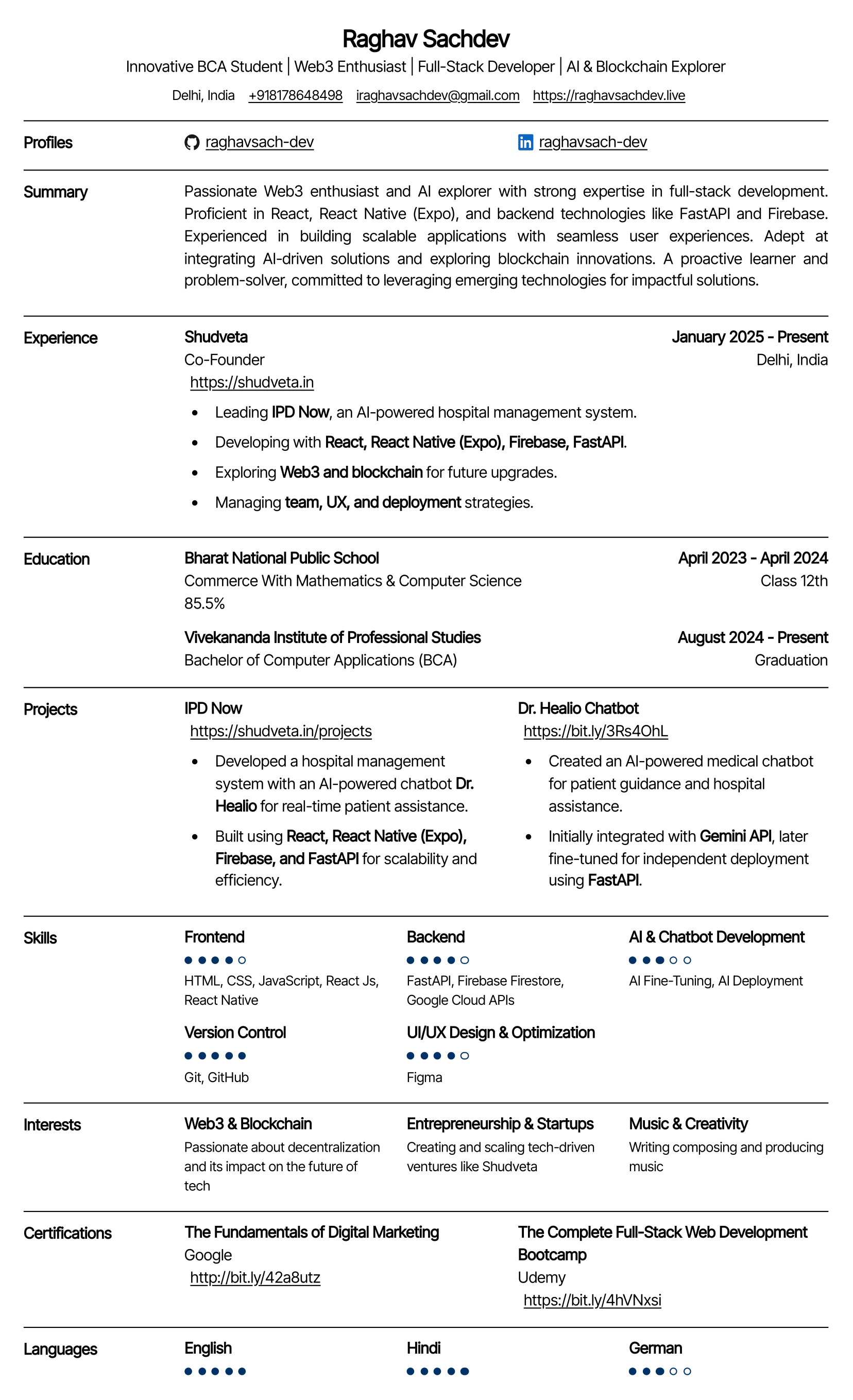 Raghav's Resume